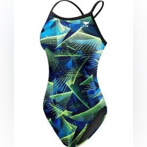 TYR Women's Axis Diamondfit Swimsuit | Size 32 | Blue/Green